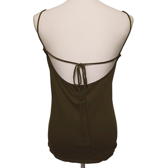 NEW‎ Chaser Women's Military Green Cotton Strappy Tie Back Tank Top XS - Picture 3 of 13